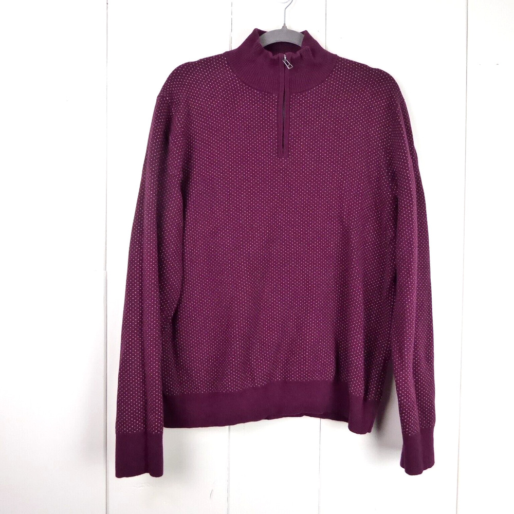 Bonobos Sweater Mens SZ L Purple 1/4‎ Zip Cotton Wool Blend Soft Quiet Luxery